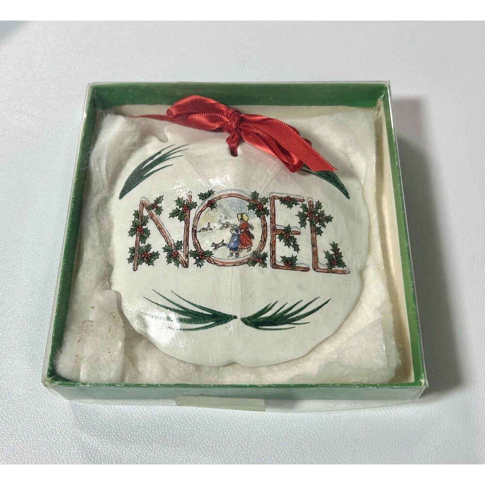 Vintage Hand Painted Real Sand Dollar Christmas Ornament Jekyll Island LTD